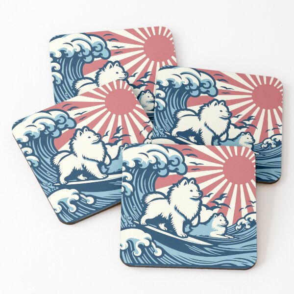 Item preview, Japanese Spitz Dogs surfing the Great Wave - JDM designed and sold by kamahachi.