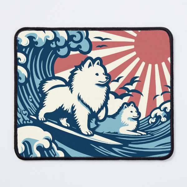 Item preview, Japanese Spitz Dogs surfing the Great Wave - JDM designed and sold by kamahachi.