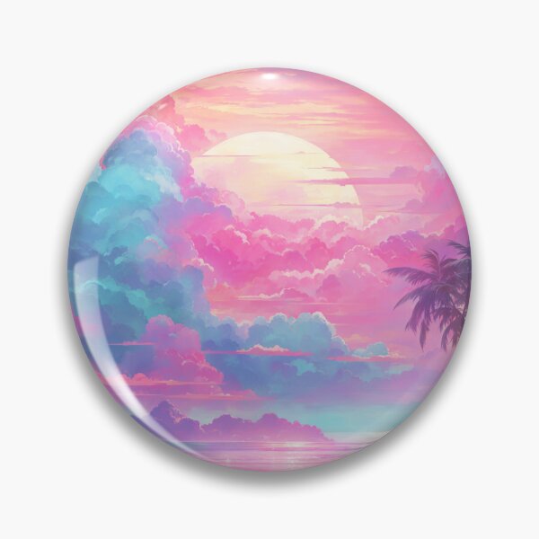 Item preview, Pastel Paradise: A Vaporwave Dreamscape of Colorful Beach Bliss designed and sold by RedArtG09.