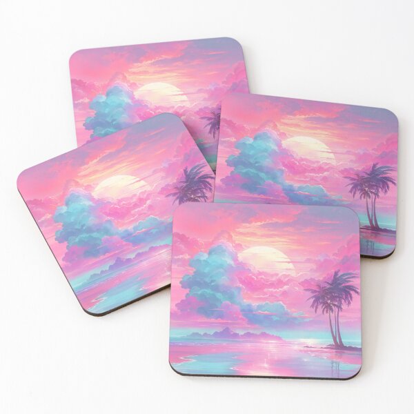Item preview, Pastel Paradise: A Vaporwave Dreamscape of Colorful Beach Bliss designed and sold by RedArtG09.