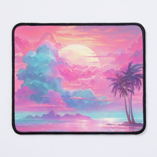 Item preview, Pastel Paradise: A Vaporwave Dreamscape of Colorful Beach Bliss designed and sold by RedArtG09.