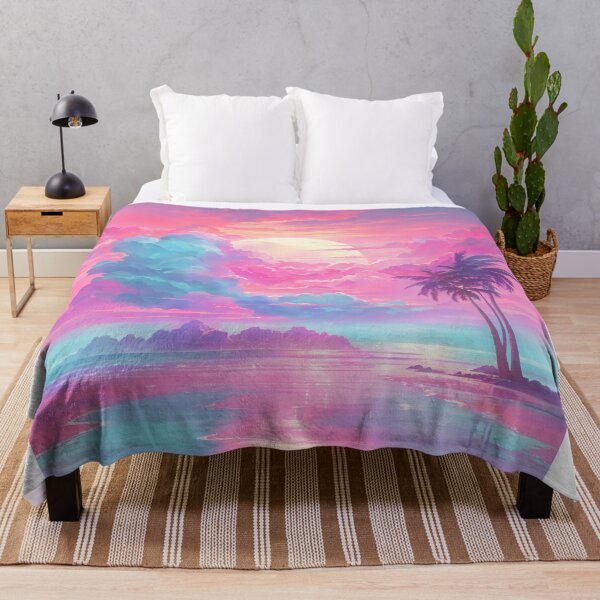 Item preview, Pastel Paradise: A Vaporwave Dreamscape of Colorful Beach Bliss designed and sold by RedArtG09.