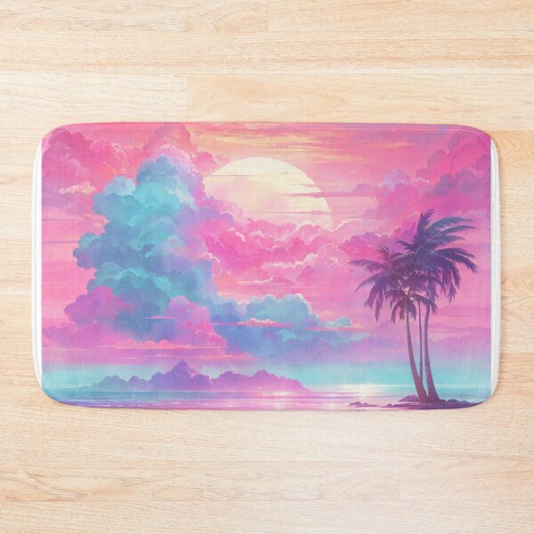 Item preview, Pastel Paradise: A Vaporwave Dreamscape of Colorful Beach Bliss designed and sold by RedArtG09.