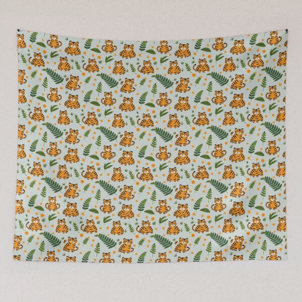 Aperçu de l'œuvre Tigre et feuilles créée et vendue par Lukman Febrianto.