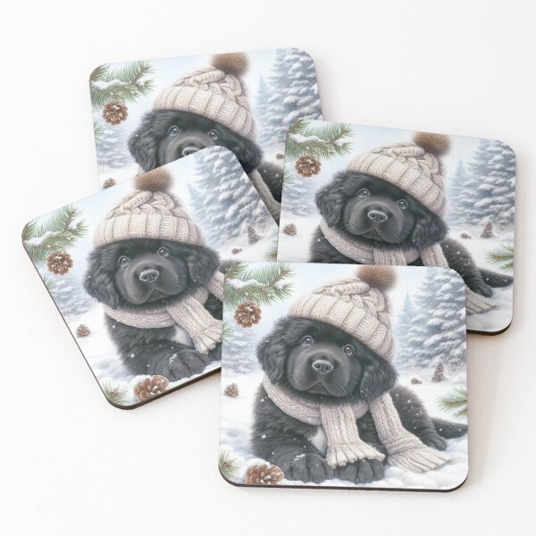 Item preview, Newfie Puppy in Winter Hat and Scarf designed and sold by Animals-on-me.