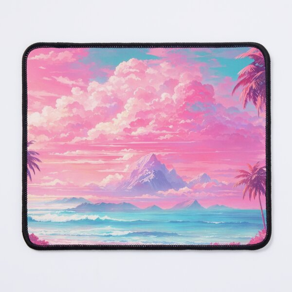 Item preview, Serenity Shores: Vibrant Vaporwave Landscape in Pastel Beach Hues designed and sold by RedArtG09.