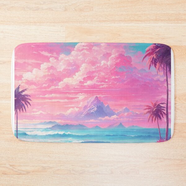 Item preview, Serenity Shores: Vibrant Vaporwave Landscape in Pastel Beach Hues designed and sold by RedArtG09.