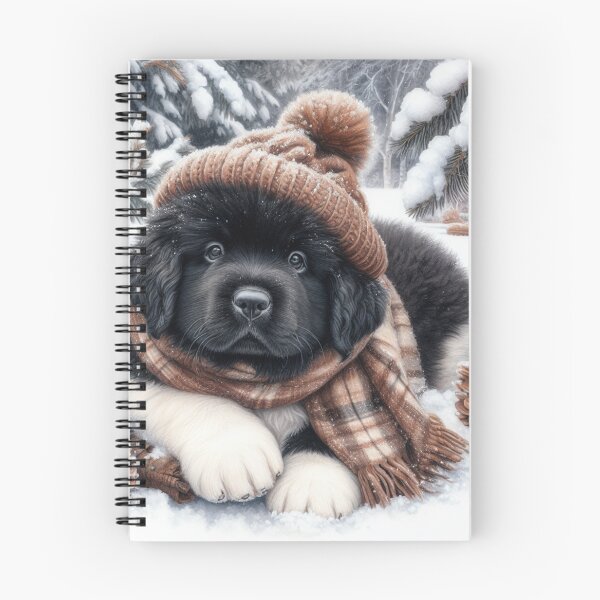 Item preview, Landseer Newfoundland Puppy in Winter Hat and Scarf designed and sold by Animals-on-me.