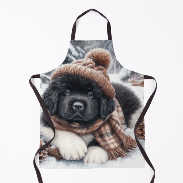 Item preview, Landseer Newfoundland Puppy in Winter Hat and Scarf designed and sold by Animals-on-me.