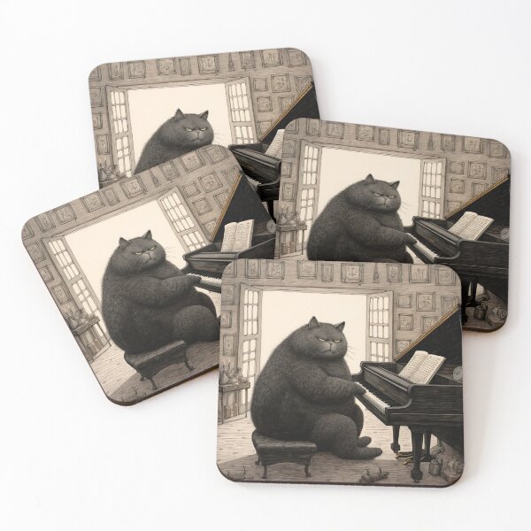 Item preview, black cat playing piano designed and sold by ururuty.