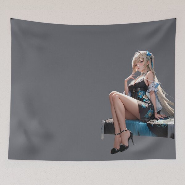 Item preview, Contemplative Charm: Blond Waifu on Stairs Design for Tranquil Reflection designed and sold by Anime-Community.