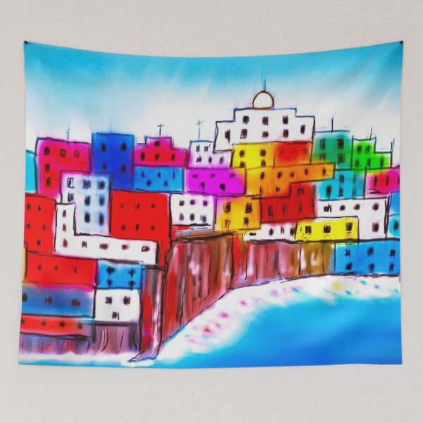 Item preview,  Colourful Hillside Village designed and sold by EJCairns.