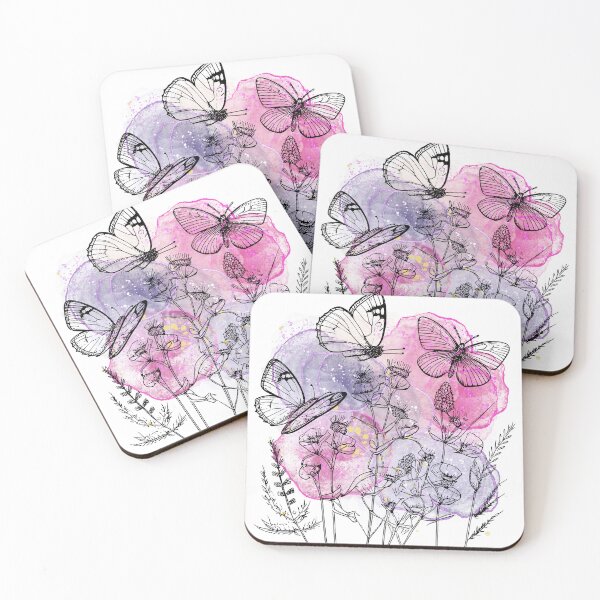 Item preview, Butterflies on Flowers with Watercolor Background designed and sold by jmggraphics.
