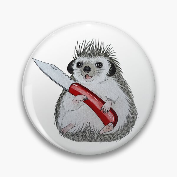 Item preview, Happy Little Hedgehog With Knife designed and sold by ink-in-a-teacup.