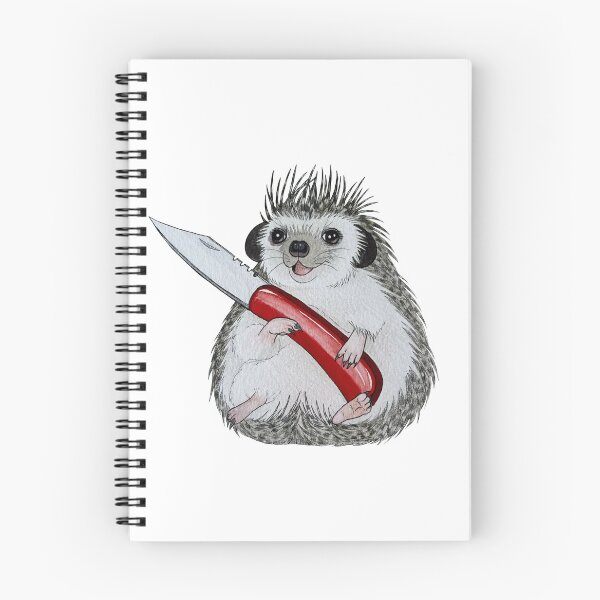 Item preview, Happy Little Hedgehog With Knife designed and sold by ink-in-a-teacup.