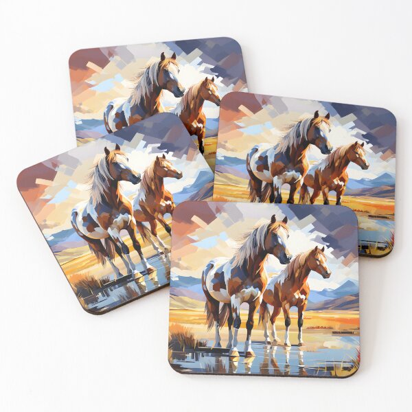 Item preview, Abstract style picture of American Paint horses designed and sold by Petalandfur.