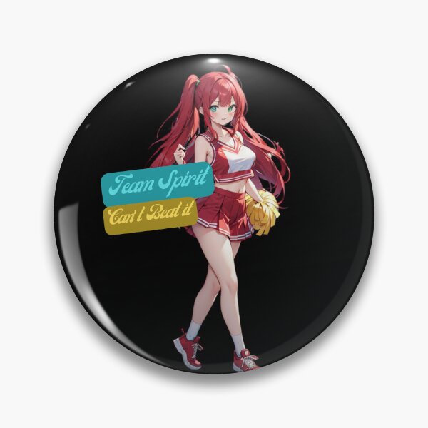 Item preview, Cheerful Vibes: Red-Haired Anime Cheerleader Design for Pep and Positivity designed and sold by Anime-Community.