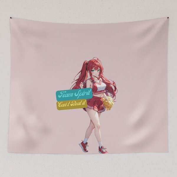 Item preview, Cheerful Vibes: Red-Haired Anime Cheerleader Design for Pep and Positivity designed and sold by Anime-Community.