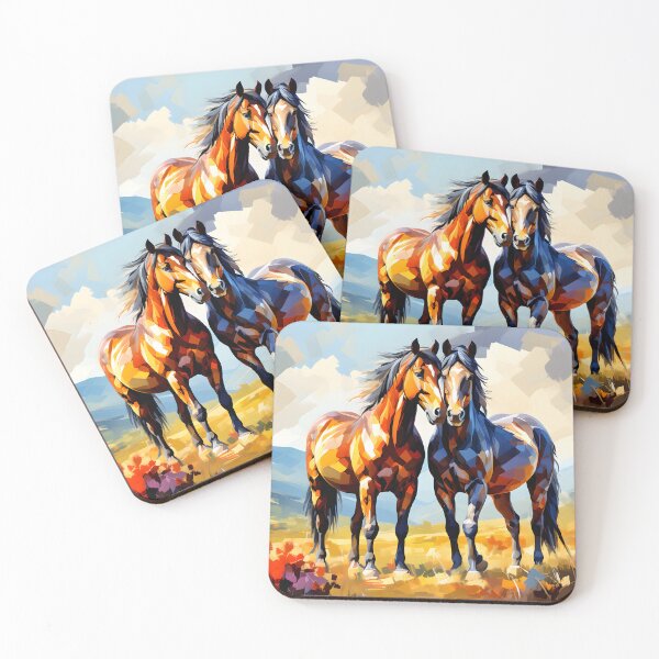 Item preview, Abstract style picture of Morgan horses designed and sold by Petalandfur.