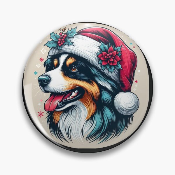 Item preview,  Cute Australian Shepherd in a Santa Hat designed and sold by HeadTurningArt.
