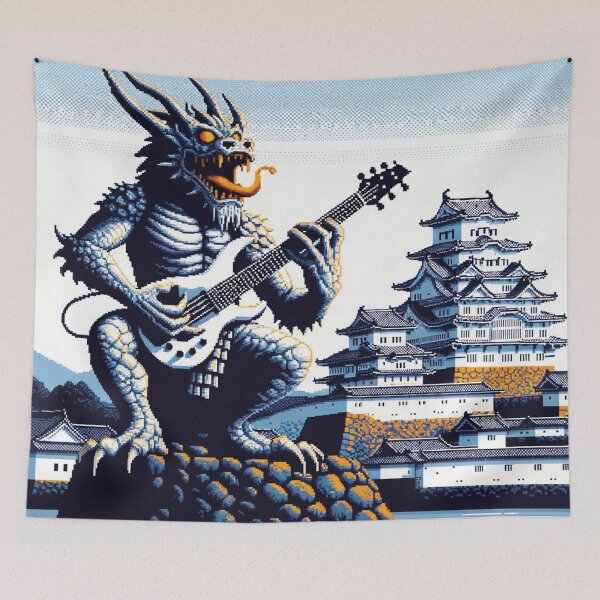 Item preview, Guitar Monster Tour at Himeji Castle, Hyoga Japan : Funny Music AI Art Retro Games Style designed and sold by kewarin.