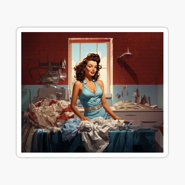 Retro Laundromat Day Pin-Up Sticker