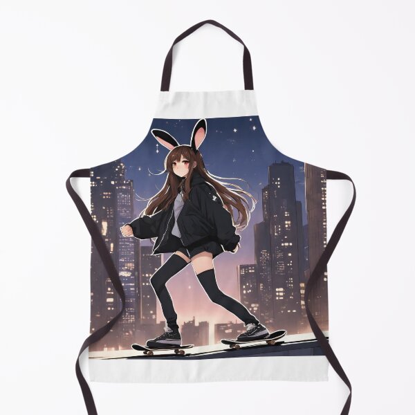 Item preview, Cute Anime Bunny girl with jacket chilling city view (silvergoldvisionary) designed and sold by SGVisionary.