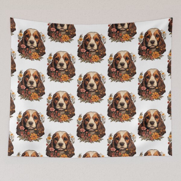 Aperçu de l'œuvre Whimsical Petal Palette - Cartoon Cocker Spaniel Portrait créée et vendue par PureGlee.
