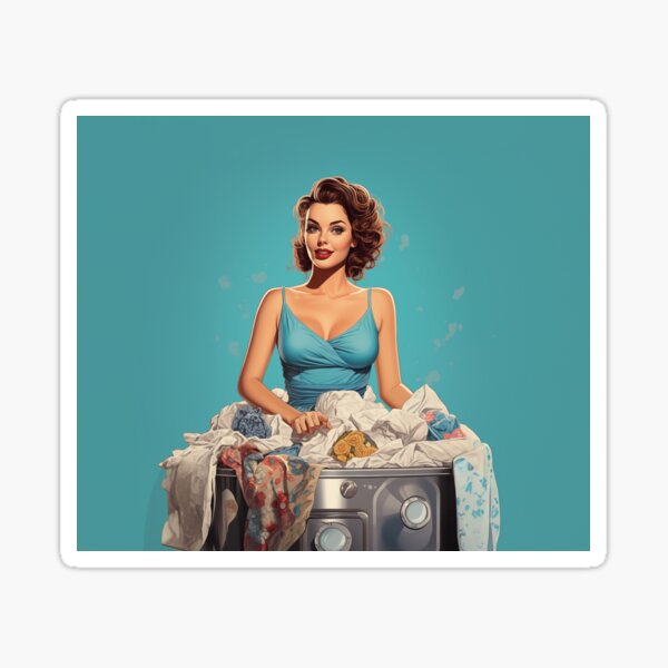 Chic Laundry Day Vintage Pin-Up Sticker