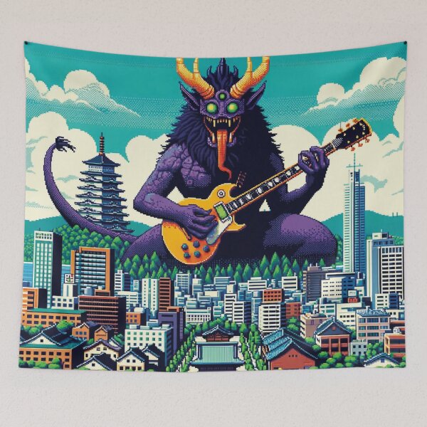 Item preview, Guitar Monster Tour at Sendai, Japan : Funny Music AI Art Retro Games Style designed and sold by kewarin.