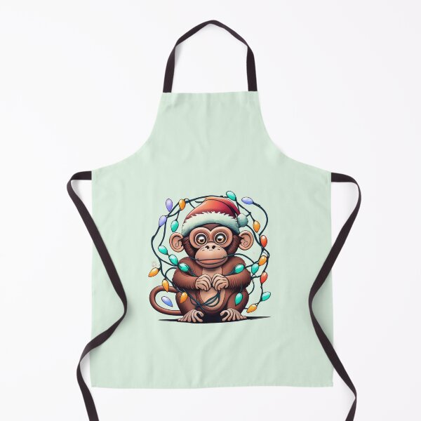 Artikelvorschau, Affe mit Weihnachtsmütze und Weihnachtsbeleuchtung entworfen und verkauft von Itsheartshop.