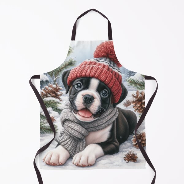 Item preview, Cute Boxer Puppy in Winter Hat and snow designed and sold by Animals-on-me.