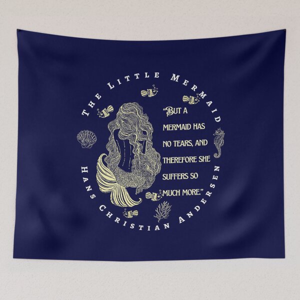 Item preview, Hans Christian Andersen quote about mermaids: “But a mermaid has no tears, and therefore she suffers so much more." designed and sold by artbleed.