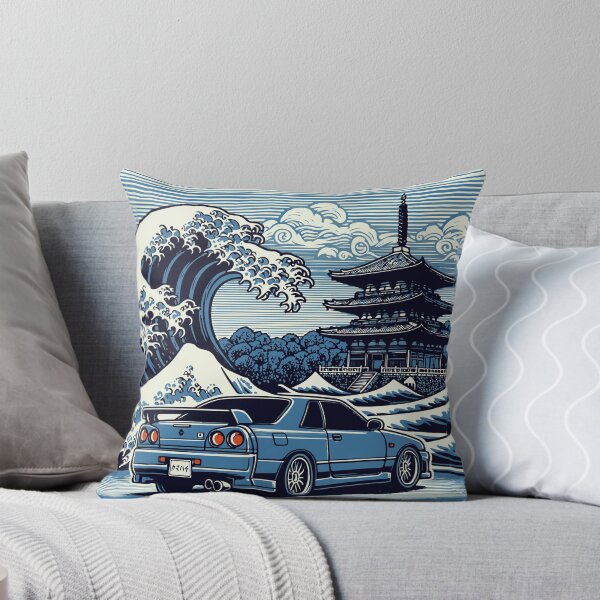 Item preview, Skyline Car with Great Wave and Japanese Temple - BNR34 GTR JDM designed and sold by kamahachi.