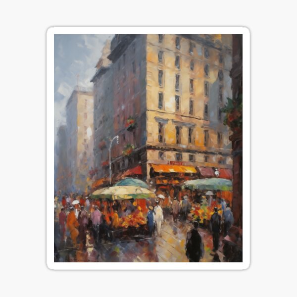 Vista previa del artículo con la obra «Melodía del mercado: vibración urbana abstracta», diseñado y vendido por Moisky Art.