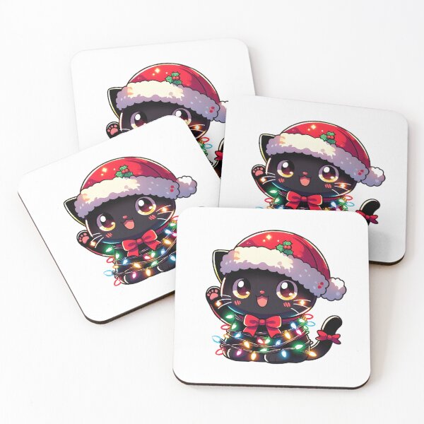 Item preview, Luminous Feline Finesse: Black Cat Christmas Tree Lights designed and sold by Risqe.