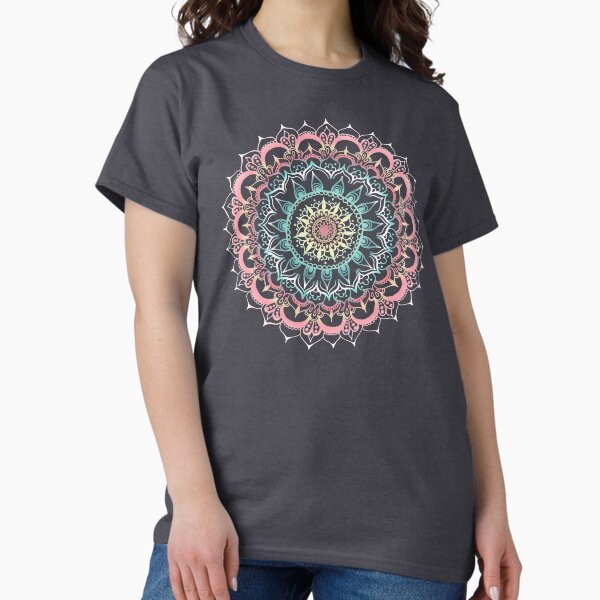 Item preview, Pink, Cream & Soft Turquoise Glow Medallion on Navy designed and sold by Tangerine-Tane.