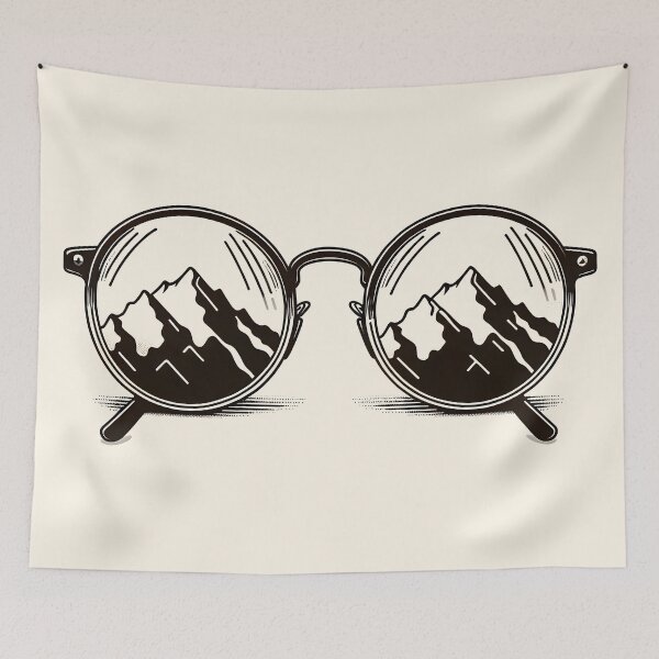 Item preview, Draw black vintage mountain glasses designed and sold by OutdoorMemories.