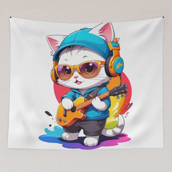 Item preview, cat playing Guitar designed and sold by wplamkung.