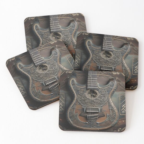 Item preview, Designer guitar with Vikings symbols and vintage look  designed and sold by heartlineT.