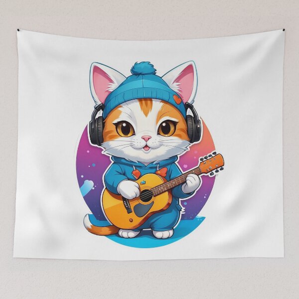 Item preview, cat playing Guitar designed and sold by wplamkung.