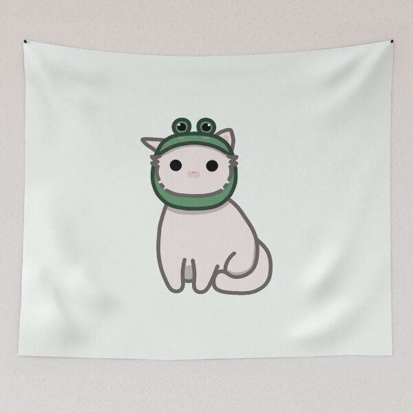 Item preview, White cat with forggy hat  designed and sold by Biszkompt.