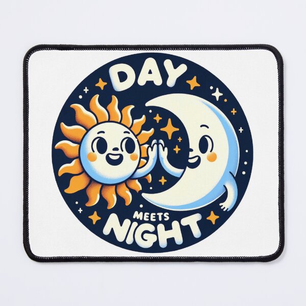Item preview, Day Meets Night: Cheerful Sun & Calm Moon High-Five - Cartoon Design designed and sold by epicevolution.