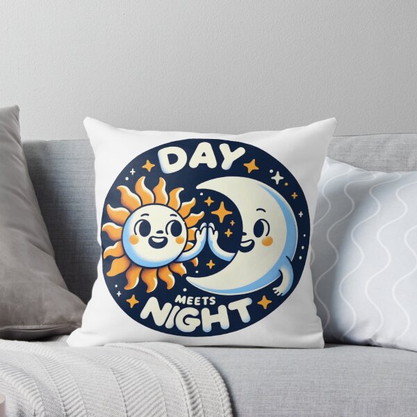Item preview, Day Meets Night: Cheerful Sun & Calm Moon High-Five - Cartoon Design designed and sold by epicevolution.