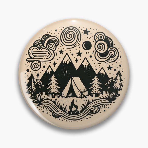 Item preview, Mountain Retreat: Camping doodle drawing designed and sold by qualifusion.