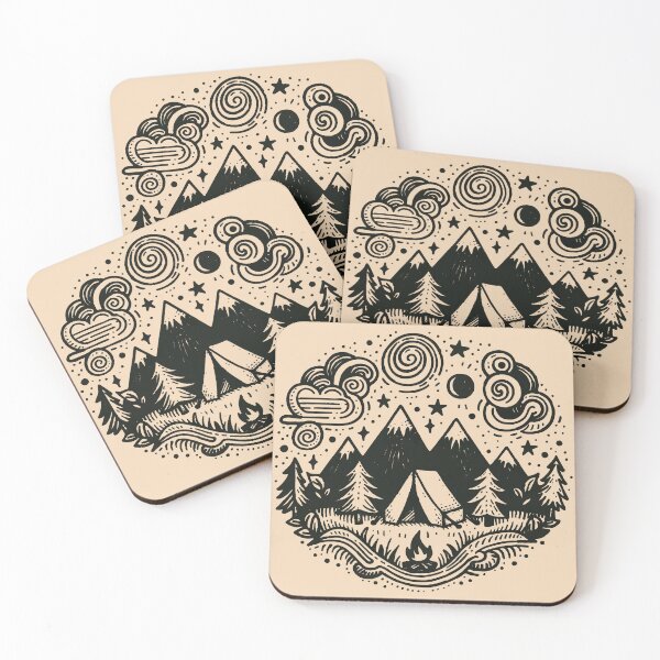 Item preview, Mountain Retreat: Camping doodle drawing designed and sold by qualifusion.
