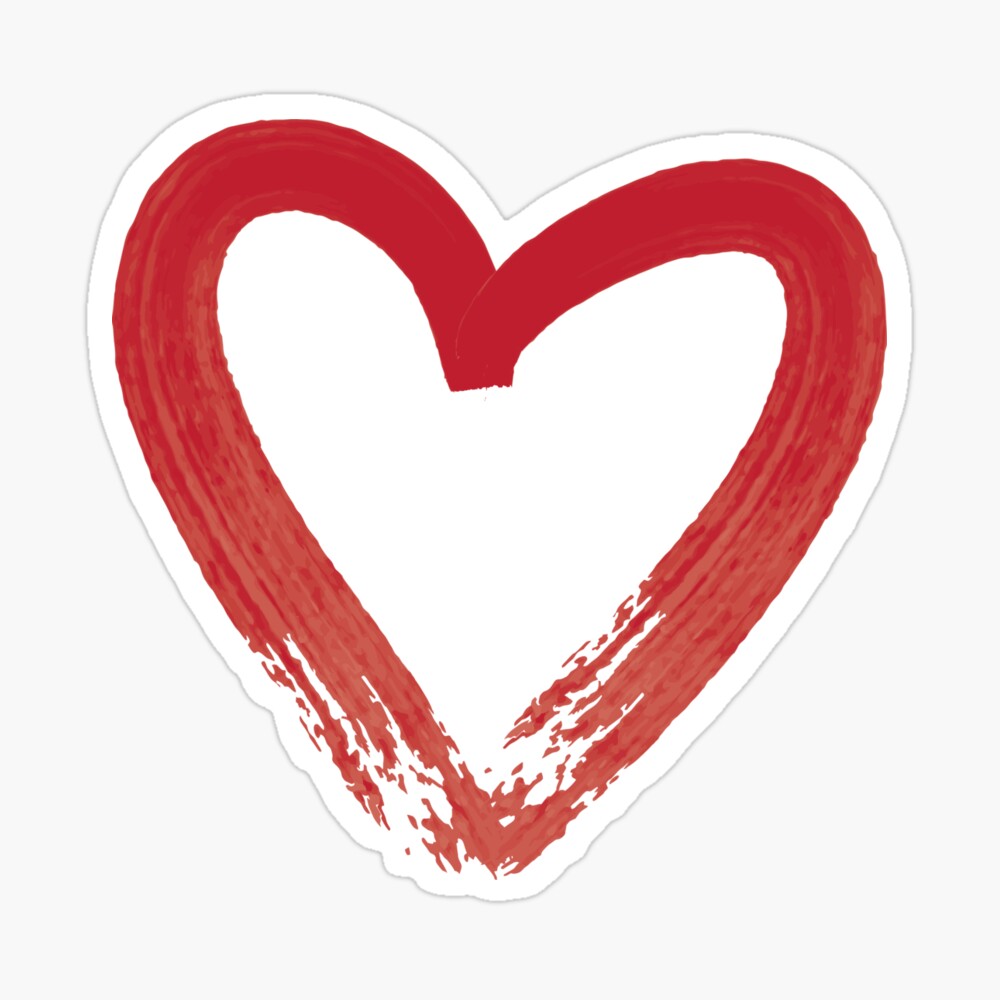 Red Brush Stroke Heart Sticker