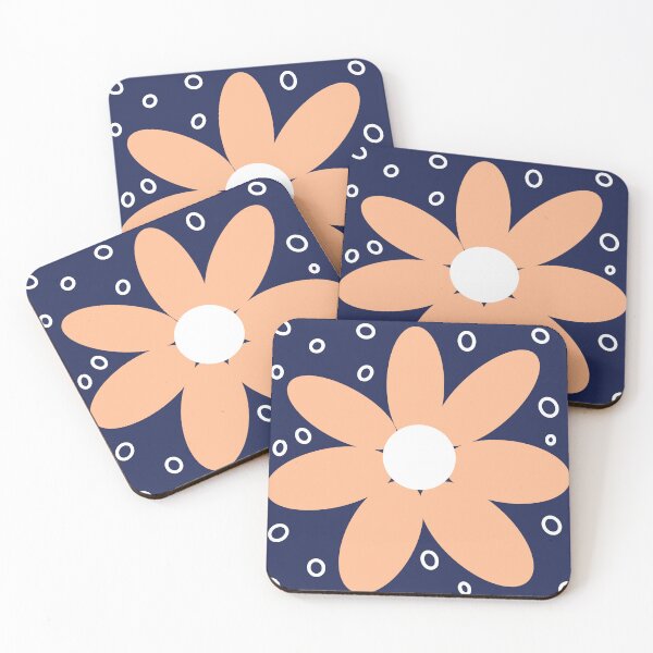 Item preview, Daisies in Peach Fuzz, white and dark blue designed and sold by Ninaeva.