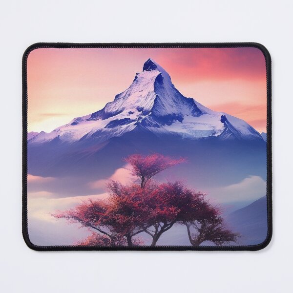 Item preview, Hazy sunset mountain with lonely tree - Landscape photography designed and sold by TheArtistOf2022.