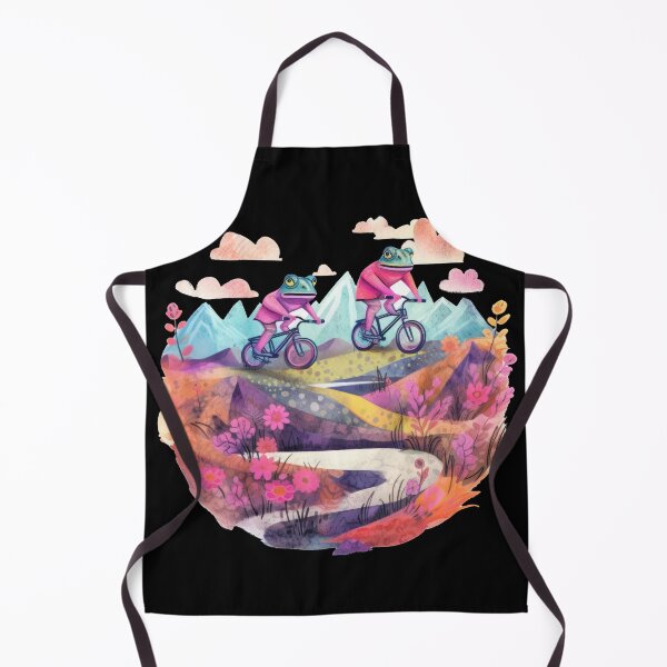 Item preview, Cute colorful croaking frog mountain biker designed and sold by WallGemsArt.